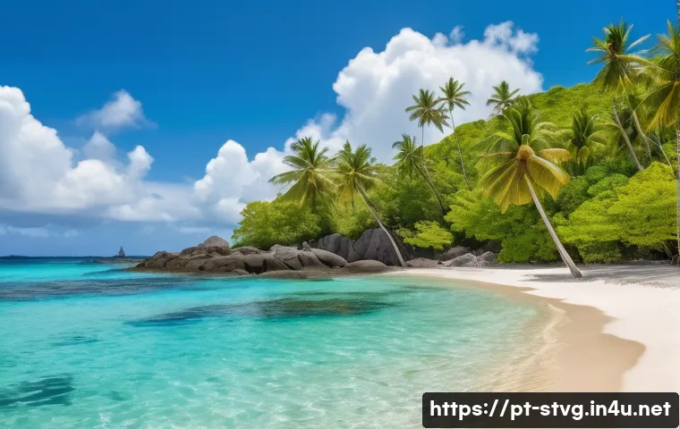 세인트빈센트 그레나딘에서 주의할 점 - A vibrant tropical beach scene in Saint Vincent and the Grenadines during the dry season, showcasing...
