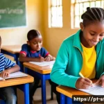 Home 21 세인트빈센트 그레나딘의 교육 및 학교 시스템 - A vibrant primary school classroom in Saint Vincent and the Grenadines, showing diverse children age...