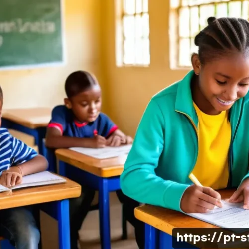 Home 33 세인트빈센트 그레나딘의 교육 및 학교 시스템 - A vibrant primary school classroom in Saint Vincent and the Grenadines, showing diverse children age...