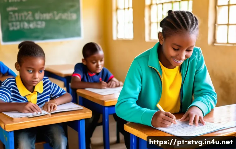 세인트빈센트 그레나딘의 교육 및 학교 시스템 - A vibrant primary school classroom in Saint Vincent and the Grenadines, showing diverse children age...